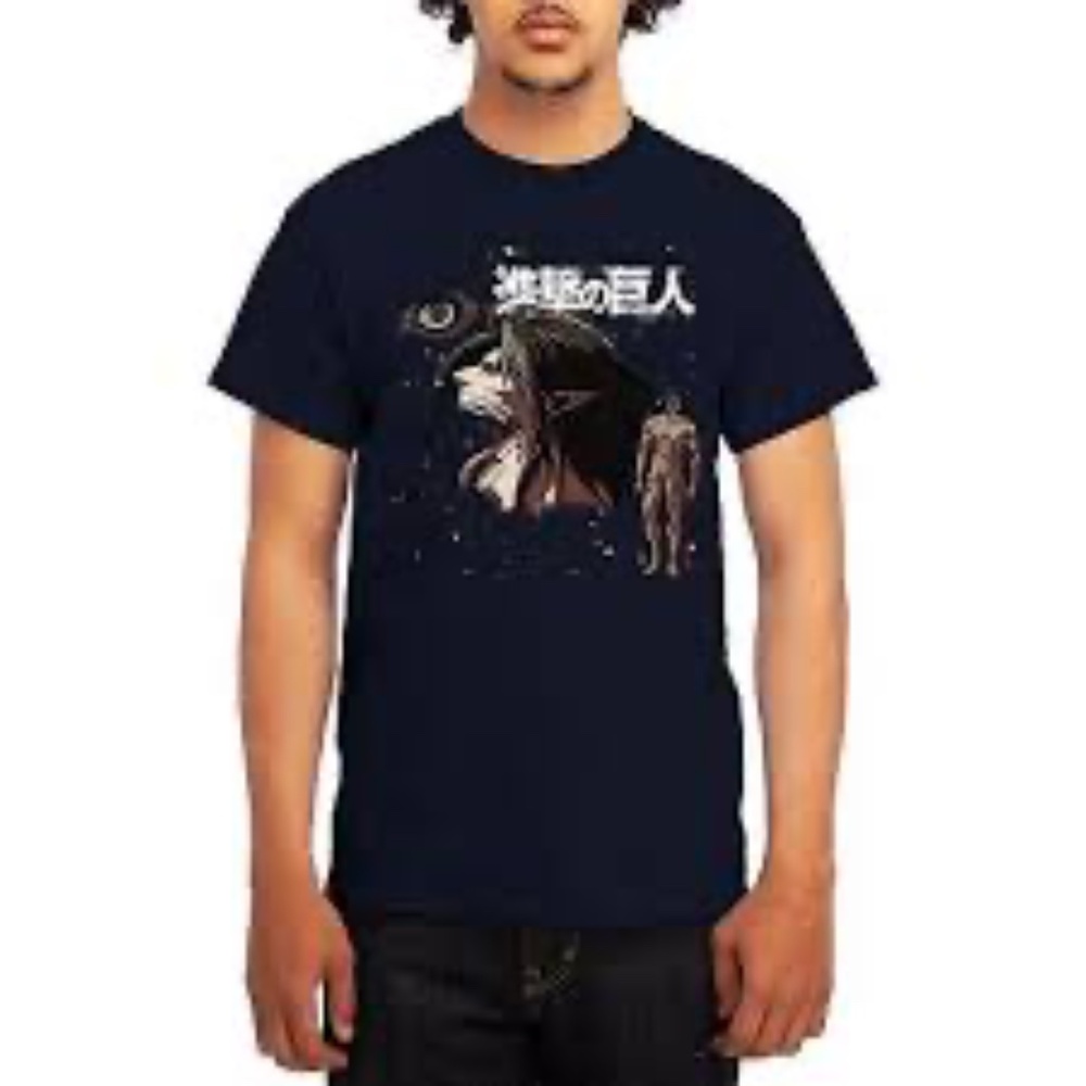 Attack On Titan Anime Character Design Black T-Shirt Men's Size Large